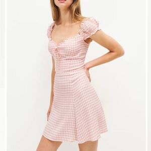 Reformation Pacey mini dress in pink gingham, size 6